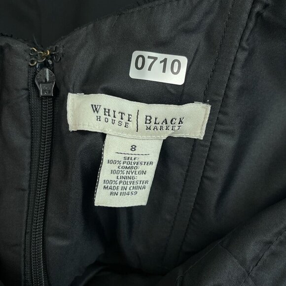 Y2K White House Black Market Halter-Neck Pleated Lace Bodice‎ Fit Flare Dress 8 - Picture 5 of 11